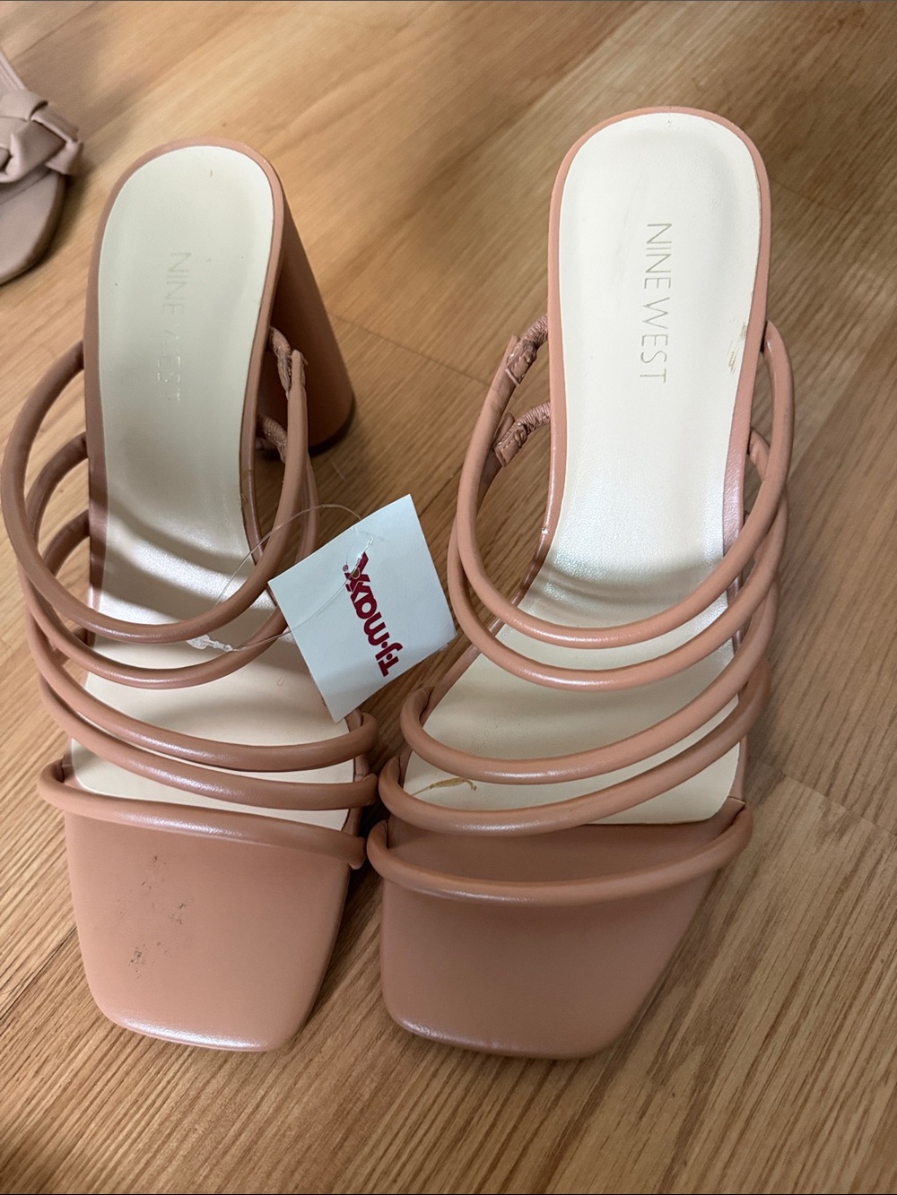 Nine West Pink Strappy Block Heel Mules